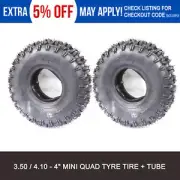 2x 3.50/ 4.10 - 4" inch Tire Tyre + Tube for Mini Pocket ATV QUAD Bike 47cc 49cc