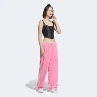 【adidas 愛迪達】長褲 女款 運動褲 三葉草 亞規 新年 VELOUR SST PANT 粉 IX4230