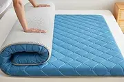 Folding Mattress Double Futon Floor Mat, Soft Sleeping Mat Camping, Sleeping Mattress for Floor Roll Up Bed Mat Foldable Minimalist(Blau,120x200cm)