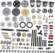 SEEMEY 118PCS Gear and Axle Parts Set Compatible with Lego Technic Parts, DIY moc Gears Chain lnks Pins Axles Differential Assortment Pack (Random Color)