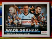 Framed 2021 CRONULLA SHARKS NRL Poster WADE GRAHAM 250th Game - 45 x 32 x 3cm