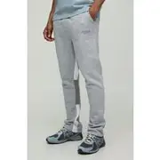 Mens Grey Marl Slim Fit Man Colour Block Joggers