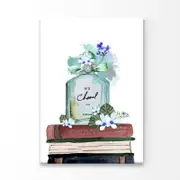 Green Color Perfume with Book Set Print 100% Australian Made 60x90cm (Stretched Canvas)
