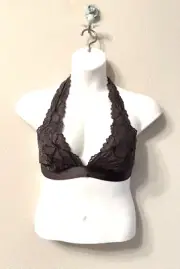 NWT Pink Victorias Secret size L-DD padded bralette grey lace