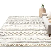 Catzon Modern Rug Fluffy Geometric Washable Non-slip Carpet for Living Room-R