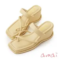 在飛比找momo購物網優惠-【amai】繽紛日系甜美厚底楔型涼拖鞋 厚底涼鞋 高跟涼鞋 
