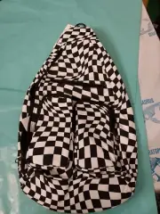 NOBO Black/White Checkered Sling Backpack Crossbody Shoulder Bag Travel Backpack