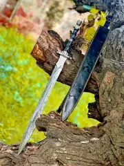 Handmade Damascus Steel Double Edge Viking Sword| Battle Ready With Sheath