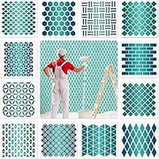 12 Sets Geometric Honeycomb Stencils Painting Art Templates Stencils for Scrapbooking Drawing Tracing DIY Furniture Wall Floor Decor (11.8 x 11.8 Inch)