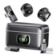 2 Pcs Wireless Lavalier Microphone for iPhone/iPad/Android with Charging Case