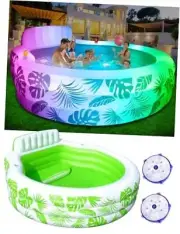 Inflatable Pool with Pool Lights, 2024 Oversized Thickened Blow Up Pool with