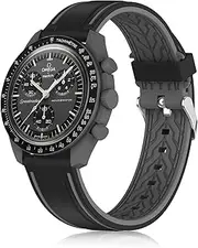 [Farluya] Band Compatible with Moonswatch,Soft Silicone 20mm Replacement Band for Omega X Swatch Moonswatch Speedmaster/Rolex/SEIKO for Women Men