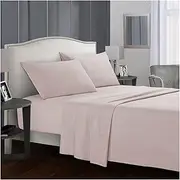 [Pacum] Queen Sheets Pure Color Bedding Set Brief Bed Linens Queen/King Size Gray Soft Comfortable White Bed Set Flat Sheet+Fitted Sheet+Pillowcase Queen Sheet Set (Color : Pink, Size : Queen 4 pcs)