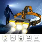 2pcs 750000LM COB LED Headlamp USB Rechargeable Work Light Head Torch Flashlight