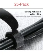 25 VELCR Brand Ties Cable Cord Organizer Wraps Reusable Die Cut Straps 5” Black