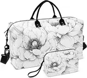 [ZRYSMY] Rose Seamless White Duffel Bag for Traveling, Travel Bag Gym Bag, with Multiple Interior Pockets Shoulder Weekender Bag for Women Men with Toiletry Bag 20.5L x 1.9W x 13.8H, Multi-Colored, one