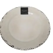 2 IL MULINO Ivory Cream Crackle Distressed Border Melamine 9" Salad Plates NEW