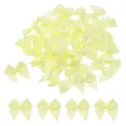 150 Pcs Mini Ribbon Bow 1.2" Mini Fabric Satin Craft DIY Light Yellow Green