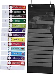 Veemoon 1 Set Black Oxford Cloth Transparent Pet Schedule Note Card Calendar Itinerary Hanging Bag Classroom Daily Timetable Decorative Calendar Bag Calendars Hanging Storage School Weekly