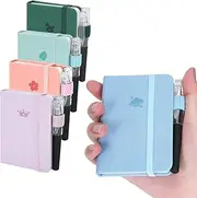 5 Pcs Pocket Notebooks, Mini Diary Notepad Memo Book, Small Journal with 5 Black Pens, Portable Note Book with Pen Holder for School Office Supplies, Kawaii Notebook for Girls Women Gifts