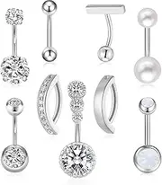 [BQMEZRNUS] 9PCS Belly Button Bars Silver, one size, Silver, no