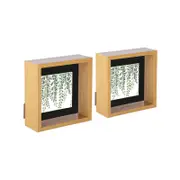 Nicola Spring 3D Deep Box Photo Frames - 6 x 6" with 4 x 4" Mount - Light Wood - Pack of 2