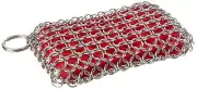 Red Chainmail Utility Sponge for Lodge Cast Iron and Carbon Steel Cleaning