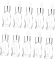 TOGEVAL 10Pcs Refillable Essential Oil Glass Bottles Clear Storage Containers with Dropper for Travel Aromatherapy and DIY Perfumes Design