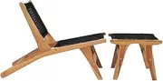Camping Sunloungers Reclining Patio ChairsSun Lounger with Footrest Solid Teak Wood and Rope**