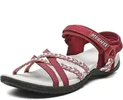 [MEGNYA] Hiking Sandals for Women, Comfortable Walking Sandals for Outdoor Camping, Anti Slip Athletic Sandals with Hook and Loop Straps