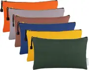 6 Pack Canvas Tool Bags - Heavy Duty Zipper Pouch Set, 11.2''X 7'' Multipurpose