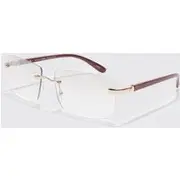 Mens Gold Rimless Rectangle Lens Sunglasses