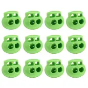 12Pcs Spring Cord Lock Toggle Stopper, Double Hole for Drawstring, Green