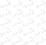 [Ruifan] 22G Clear Bioflex L Shaped Nose Ring Stud Retainer Body Jewelry Piercing Top Ball 2mm 2.5 3mm 20-30PCS