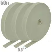 3 Pcs 50FT Roll Reusable Hook Loop Self Attaching Cable Tie Fastening Tape Gray