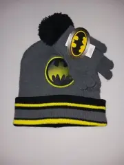 Batman Snow Winter Beanie Hat And Gloves Boys Child Adult Set DC COMICS
