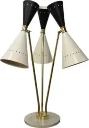 Vintage Black White 1950 Mid century Diabolo Italian Table Lamp Home Marble Base