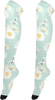 [Caihoyu] Women'S Knee-High Stockings Breathable Extra Long Over Knee High Boot Stockings Warm Over Knee Socks for Parties Daisy Chamomile Field Meadow Spring Summer, Daisy Chamomile Field Meadow Spring Summer