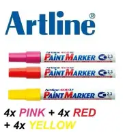 Artline Permanent PAINT Marker 400XF Bullet 2.3mm- 4x PINK + 4x RED + 4x YELLOW