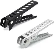 2 Pack Stainless Steel Hot Plate Gripper Clips Holder Tongs for Moving Hot Plate Bowls Pizza Pan Air Fryer Microwave Oven with Food Out (Style1, One Size)