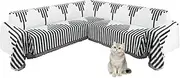 ALIECOM Boho Couch Covers for Sectional Sofa Reversible Chenille Corner Sofa Cover L Shaped Sectional Slipcovers with Tassel Washable U Shape Furniture Protector (Fashion Black, 91x251 Inch)