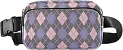 [Amooorous] Peach and Purple Checkerboard Stylish Crossbody Bag Waist Packs for Women Men Water Resistant Sling Chest Bag with Adjustable Strap for Shopping Sports Work, Peach and purple checkerboard, 1 size