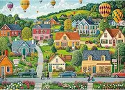 Chalzidar Jigsaw Puzzles for Adults 1000 Pieces, Interlock Perfectly Letter on Back No Dust, Home Decor Birthday Gift Toy for Men Women Elders Seniors, 1:1 Poster - Happy Town