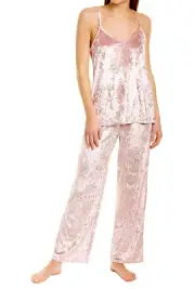 NWT Josie Natori LATTE Pink/Beige VELVET CRUSH Pajama/Lounge Top/Pants Set XL