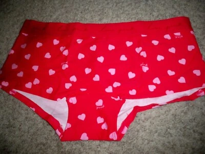 VICTORIAS SECRET BOYSHORT VALENTINES HEARTS PINK AND RED LARGE NEW