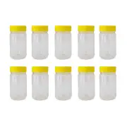 10x 500g Plastic Honey Jars + Lids - Round Clear Food Grade Packaging Containers
