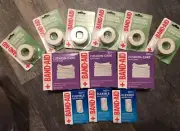 3 Band Aid Rolled Gauze..3 Cushion Care Gauze Pads & 6 Hurt Free Paper Tape Lot