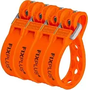 Fixplus Strap Pack of 4 Nano Slim Fit - Lashing Strap for Secure, Attaching, Bundling and Lashing - Made of Special Plastic with Aluminium Buckle 15 cm x 1.2 cm (Orange)
