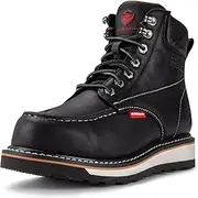 SUREWAY Mens Heavy Duty Soft/Composite/Steel Toe Work Boots for Men-Comfortable,Goodyear Welt,Full Grain Leather,6 in Wedge Moc Toe Construction Boots/Shoes
