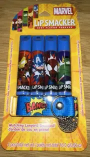 Marvel Spiderman Lip Smacker Best Flavor Forever Lip Balm Lanyard 4 items | New